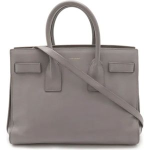 Yves Saint Laurent Vintage, Pre-owned, Dames, Grijs, ONE Size, Leer, Tweedehands leren handtassen
