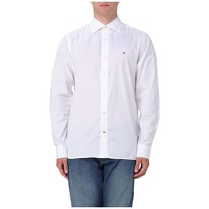 Tommy Hilfiger, Overhemden, Heren, Wit, M, Katoen, Klassiek Wit Katoenen Overhemd