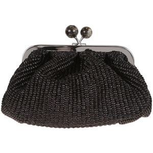 Max Mara Weekend, Tassen, Dames, Zwart, ONE Size, Zwarte Handtas met Raffia Effect