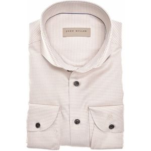 John Miller, Overhemden, Heren, Beige, 5Xl, Katoen, Beige Geruite Overhemdjurk