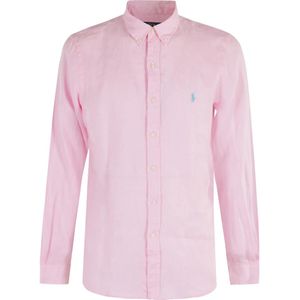 Polo Ralph Lauren, Overhemden, Heren, Roze, 2Xl, Linnen, Linnen Sportshirt Roze Lange Mouw