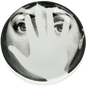 Fornasetti, Interieur, unisex, Wit, ONE Size, Ronde Porseleinen Asbak met Lina Cavalieri Gezicht