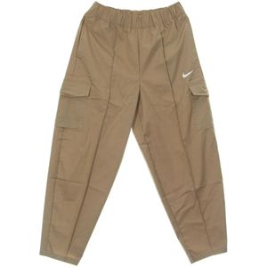 Nike, Broeken, Dames, Beige, M, Katoen, Hoge Taille Geweven Curve Broek