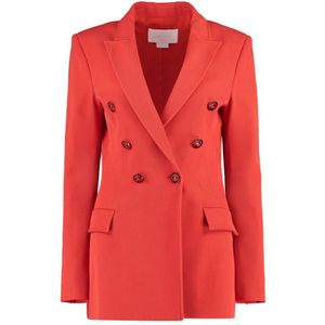 Genny, Jassen, Dames, Rood, M, Wol, Wollen Double-Breasted Blazer