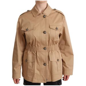 Dolce & Gabbana, Jassen, Dames, Beige, M, Katoen, Beige Katoenen Lange Mouwen Kraagjas