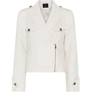 Bruuns Bazaar, Jassen, Dames, Wit, L, Sneeuwwitte Blazer met Klepzakken