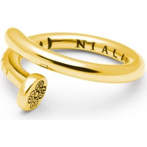 Nialaya, Accessoires, Heren, Geel, 60 MM, Nagelring met Dorje Gravure en Gouden Afwerking