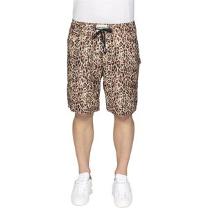 Just Cavalli, Korte broeken, Heren, Veelkleurig, S, Luipaardprint Bermuda Shorts