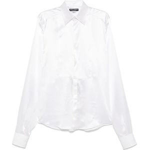 Dolce & Gabbana, Overhemden, Heren, Wit, M, Katoen, Casual Katoenen Overhemd in Blauw