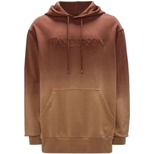 JW Anderson, Sweatshirts & Hoodies, Heren, Bruin, XL, Katoen, Sweater met Gradient Effect van Katoen met Capuchon