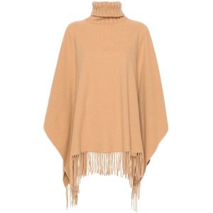 Fabiana Filippi, Jassen, Dames, Bruin, ONE Size, Wol, Camel Gebreide Cape Jas