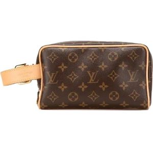 Louis Vuitton Vintage, Pre-owned, Dames, Bruin, ONE Size, Leer, Tweedehands Canvas handtassen