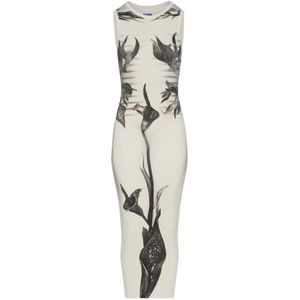Jean Paul Gaultier, Kleedjes, Dames, Veelkleurig, XS, Zwart en Wit Transparante Lange Jurk