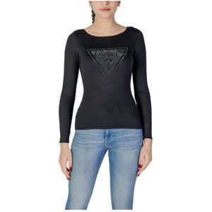 Guess, Truien, Dames, Zwart, S, Sweat met Driehoek Logo Eliza