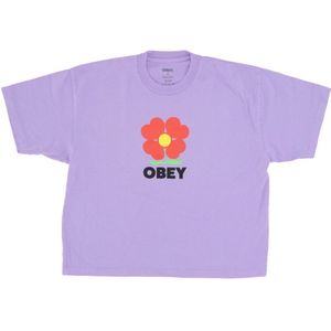 Obey, Tops, Dames, Paars, M, Katoen, Aangepaste Lavendel Crop Tee