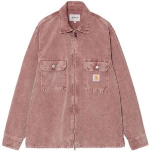Carhartt Wip, Jassen, Heren, Roze, 2Xl, Katoen, Ribfluwelen Overhemdjas met Rits