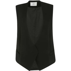 Ami Paris, Jassen, Dames, Zwart, S, Wol, 001 Zwarte Mouwloze Jas