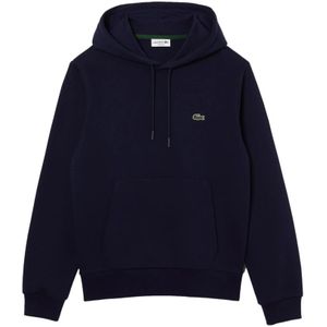 Lacoste, Sweatshirts & Hoodies, Heren, Blauw, L, Katoen, Biologisch Geborsteld Katoenen Hoodie