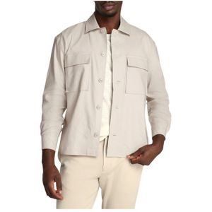 Calvin Klein, Jassen, Heren, Beige, XL, Linnen, Elegant herenoverhemd met lange mouwen