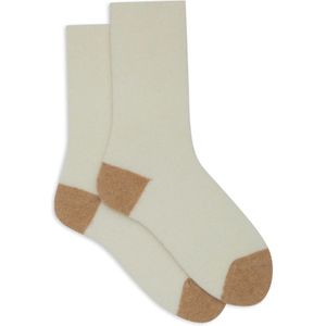 Gallo, Ondergoed, Dames, Veelkleurig, S, Korte effen witte bouclé sokken voor dames met contrasterende details