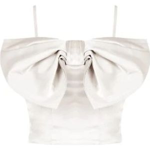 Rinascimento, Tops, Dames, Beige, M, Polyester, Bow Crop Top