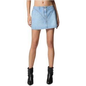 John Richmond, Rokken, Dames, Blauw, W26, Katoen, Lichte spijkerrok met V-stiksels