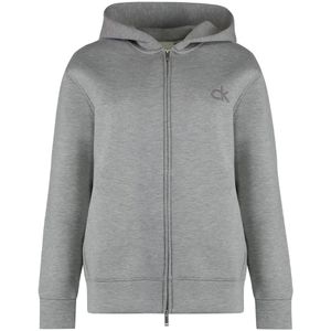 Calvin Klein, Sweatshirts & Hoodies, Dames, Grijs, M, Zip Hoodie met Voorzakken