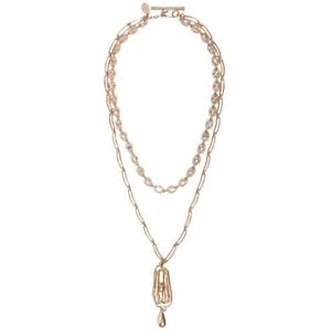 Max Mara, Accessoires, Dames, Geel, ONE Size, Gouden Ketting Origine Dubbele Lus Glas