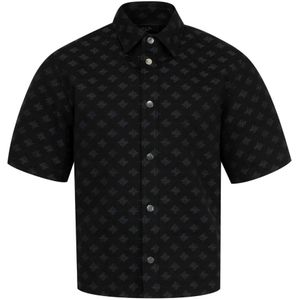 Amiri, Overhemden, Heren, Zwart, M, Katoen, Jacquard Korte Mouwen Overhemd