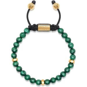 Nialaya, Accessoires, Heren, Geel, L, Nylon, Kralenarmband met Malachiet en Goud