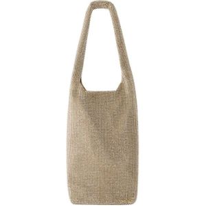 Kara, Tassen, Dames, Beige, ONE Size, Katoen, Crystal Mesh Wijnkoeler Tas - Beige
