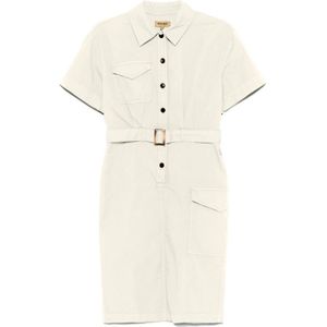 Woolrich, Kleedjes, Dames, Beige, S, Beige Jurk met Knopen en Zakken