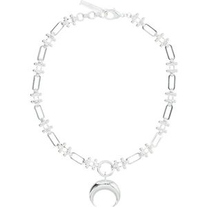 Marine Serre, Accessoires, Dames, Grijs, ONE Size, Maan Bedel Ketting Zilver Sieraden