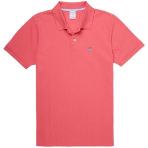 Brooks Brothers, Tops, Heren, Roze, S, Katoen, Slim-fit Piqué Polo met Korte Mouwen