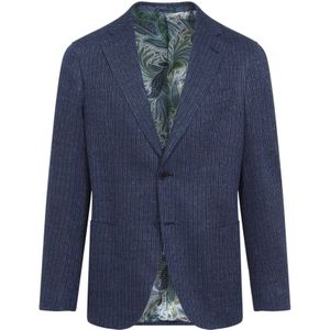 Etro, Jassen, Heren, Blauw, L, Linnen, Roma Sport W/Basting Jas