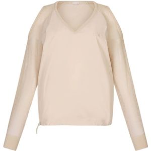 Liu Jo, Tops, Dames, Beige, M, Katoen, Sweatshirt met transparante mouwen