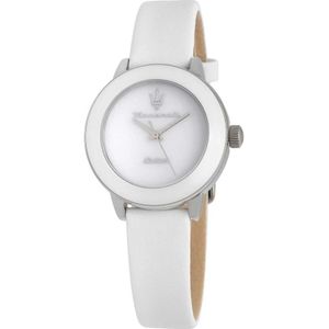 Maserati, Accessoires, Dames, Wit, ONE Size, Successo Solar Leren Band Dameshorloge
