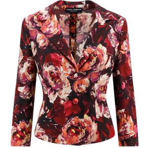 Dolce & Gabbana, Jassen, Dames, Veelkleurig, M, Blazer met Peonie Flower print