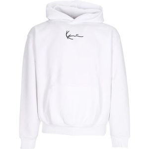 Karl Kani, Sweatshirts & Hoodies, Heren, Wit, M, Katoen, Witte Essential Hoodie met Verstelbare Capuchon en Voorzak