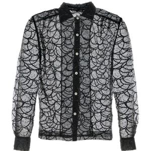 Bode, Overhemden, Heren, Zwart, S, Nylon, Pewter Shoal Lange Mouw Shirt