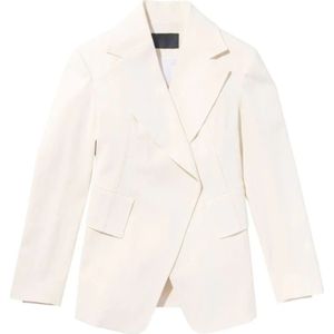 Proenza Schouler, Jassen, Dames, Wit, 2Xs, Linnen, Midweight Linnen Blazer