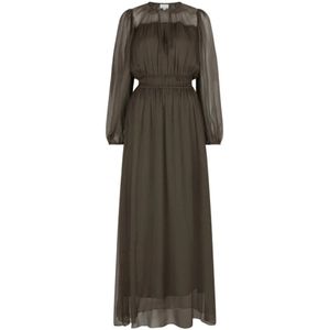 Dante 6, Kleedjes, Dames, Groen, S, Polyester, Olijfgroene Boho Maxi Jurk