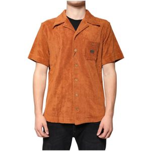 Dolce & Gabbana, Overhemden, Heren, Bruin, S, Katoen, Fluweel Button Down Shirt met Kraag