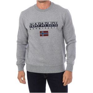 Napapijri, Sweatshirts & Hoodies, Heren, Grijs, M, Katoen, Sweatshirt