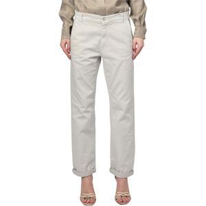 Iblues, Broeken, Dames, Beige, M, Katoen, Beige Broek Rechte Pasvorm Katoen Satijn