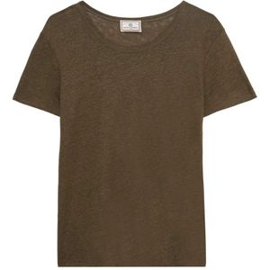 Ines De La Fressange Paris, Tops, Dames, Groen, L, Linnen, Zonnig T-shirt in khaki linnen