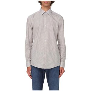 Hugo Boss, Overhemden, Heren, Beige, M, Katoen, Veelzijdig Slim Fit Overhemd