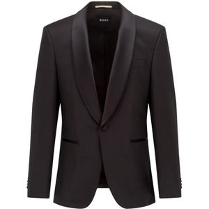 Hugo Boss, Pakken, Heren, Zwart, M, Wol, Regular Fit Smoking Jacket