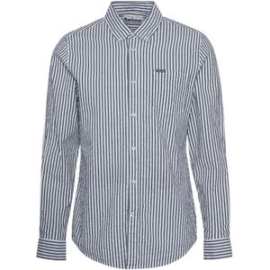 Barbour, Blouses & Shirts, Heren, Blauw, XL, Blauw Gestreept Overhemd Met Lange Mouwen