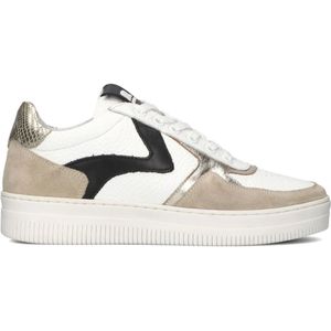 Maruti, Schoenen, Dames, Beige, 41 EU, Suède, Witte leren sneakers met beige suède